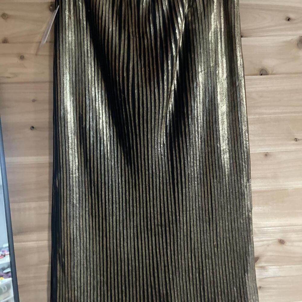 Gold Pleated Midi Skirt Glam